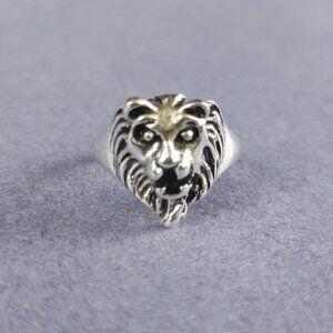 🦁 Lion Head Big Cat Gothic Biker Ring – Size 7 (Unisex)